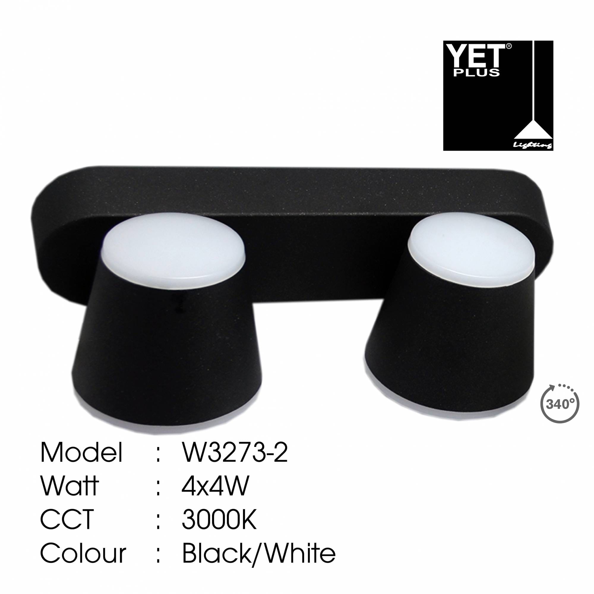 YETPLUS WALL OUTDOOR W3273-2 4X4W WARM WHITE (3000K)