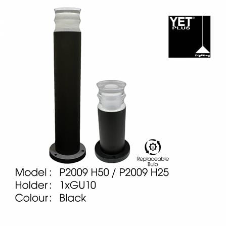 YETPLUS BOLLARD P2009 GU10 BLACK H25