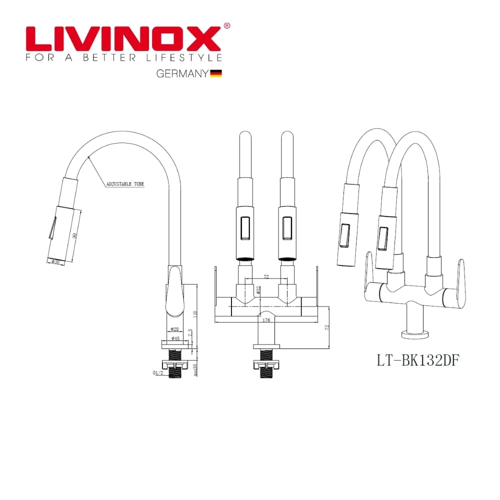 LIVINOX SINK FAUCET LT BK132DF-BLACK