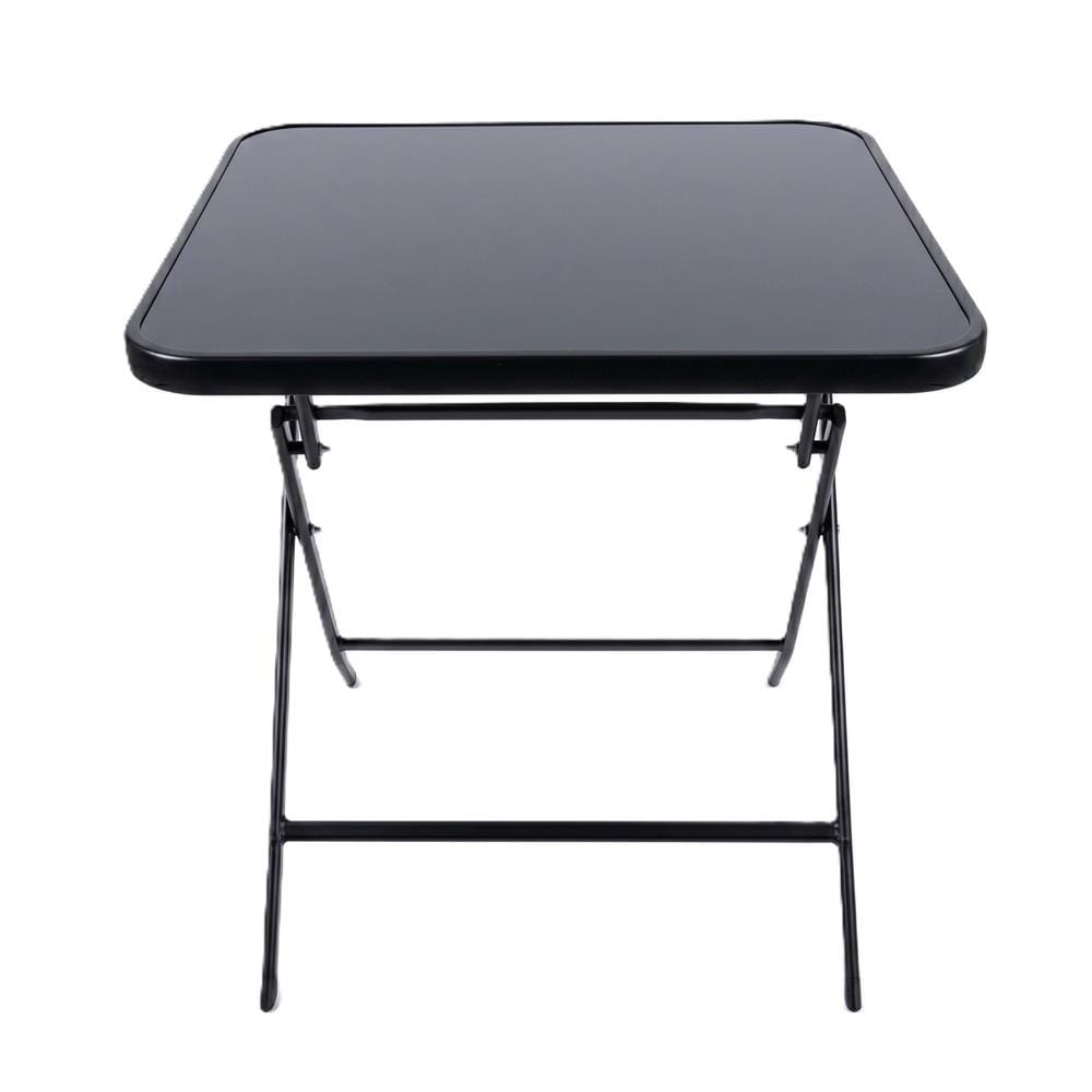 SPRING GLASS SQUARE FOLDABLE TABLE BLACK H70X70X70 CM