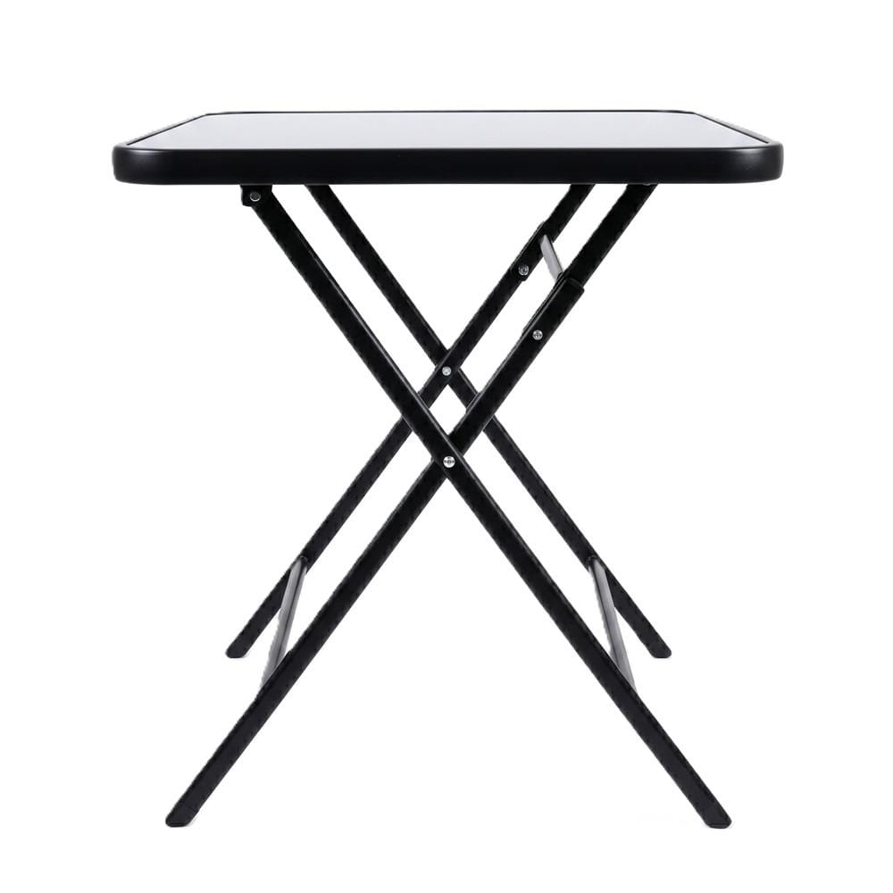 SPRING GLASS SQUARE FOLDABLE TABLE BLACK H70X70X70 CM