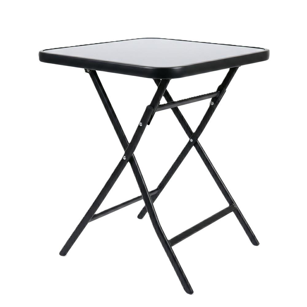 SPRING GLASS SQUARE FOLDABLE TABLE BLACK H70X70X70 CM