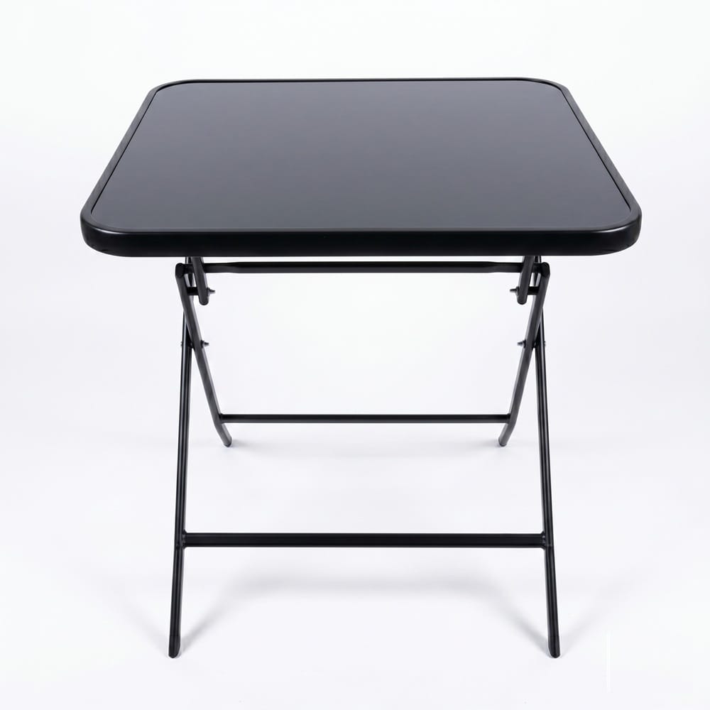 SPRING GLASS SQUARE FOLDABLE TABLE BLACK H70X70X70 CM