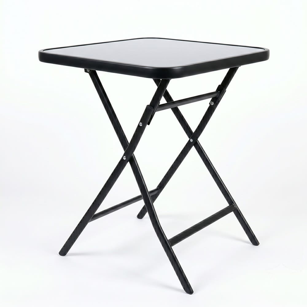 SPRING GLASS SQUARE FOLDABLE TABLE BLACK H70X70X70 CM
