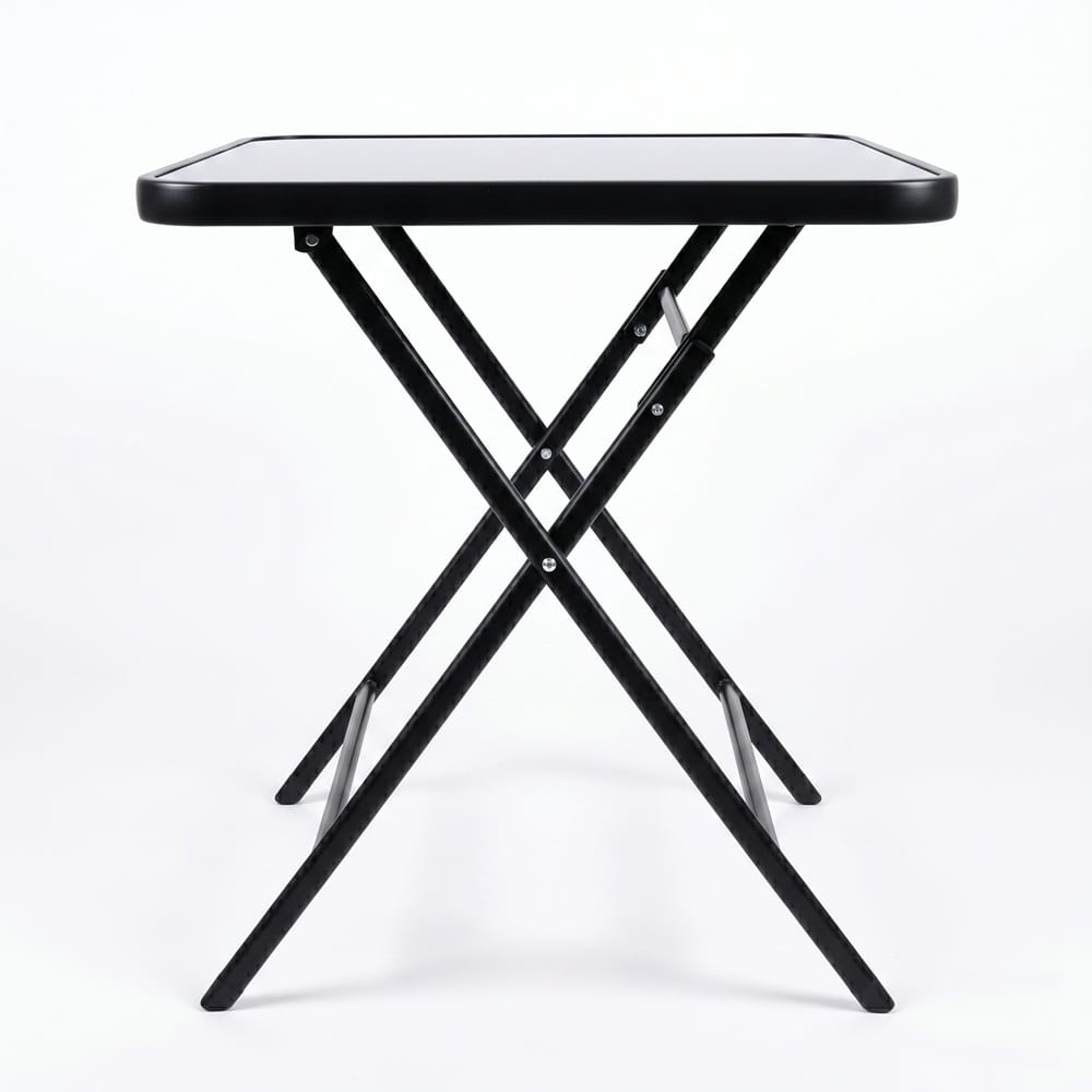 SPRING GLASS SQUARE FOLDABLE TABLE BLACK H70X70X70 CM
