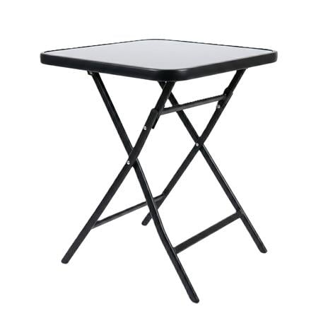 SPRING GLASS SQUARE FOLDABLE TABLE BLACK H70X70X70 CM