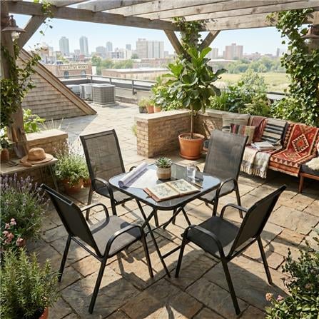 SPRING GLASS SQUARE FOLDABLE TABLE BLACK H70X70X70 CM