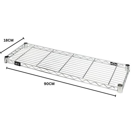 CHROME WIRE SHELF HALF LEVEL 18X90CM SILVER