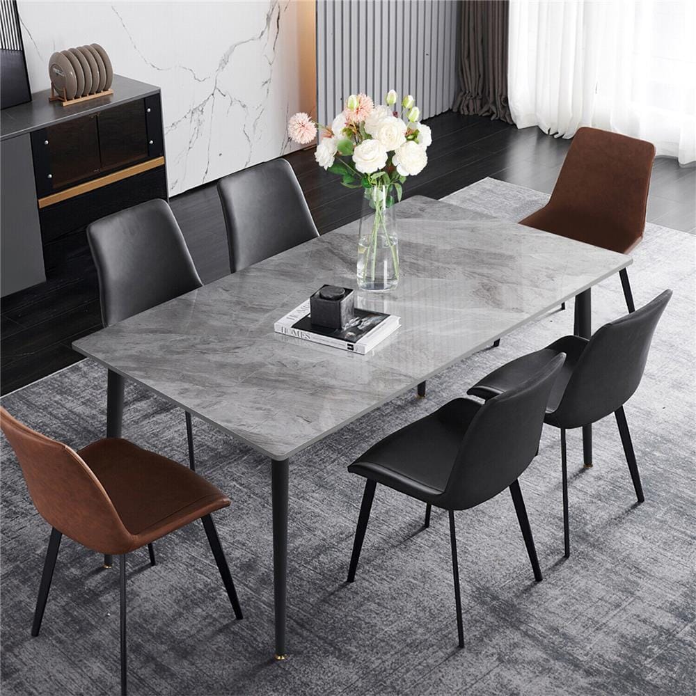 DINING TABLE SINTERED STONE GLOSSY GREY