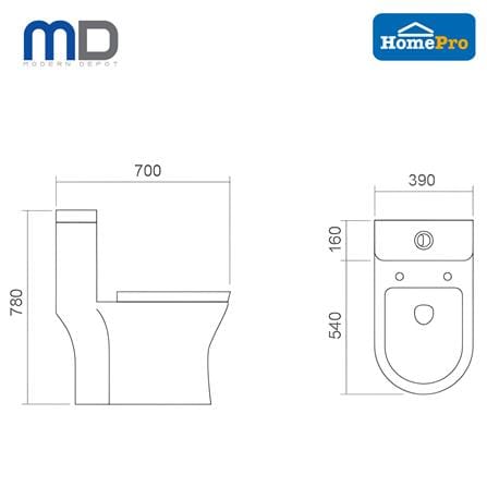 MD 1P TOILET ROKI-CERAMIC-WHITE WASHDOWN