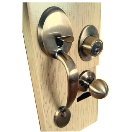 YALE ENTRANCE HANDLE SET NV/CA5057 US5 ANTIQUE BRASS