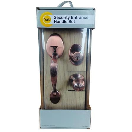 YALE ENTRANCE HANDLE SET NV/CA5057 US11 ANTIQUE BRONZE