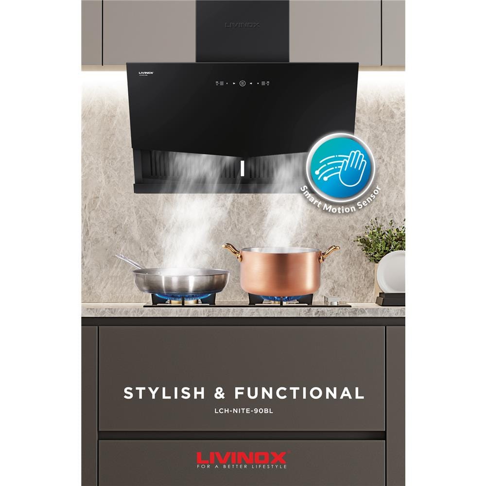 LIVINOX CHIMNEY HOOD LCH-NITE-90BL 90CM 1400M3/H