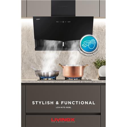 LIVINOX CHIMNEY HOOD LCH-NITE-90BL 90CM 1400M3/H