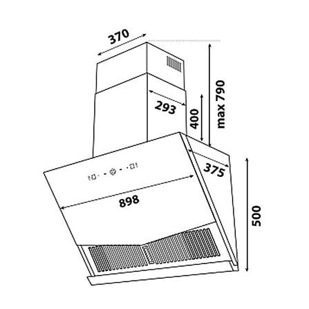 LIVINOX CHIMNEY HOOD LCH-NITE-90BL 90CM 1400M3/H