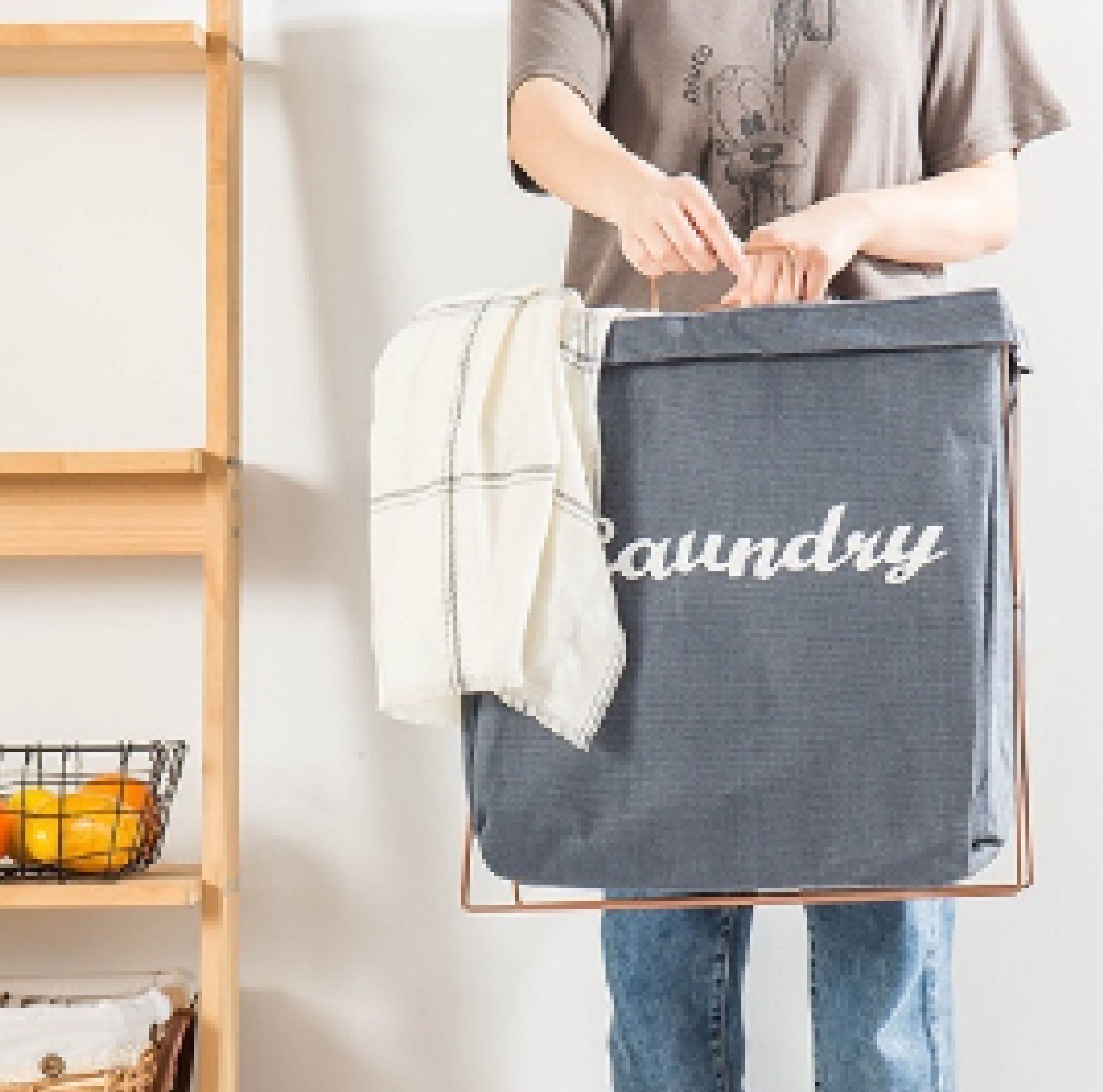 COSSY PLUS LAUNDRY BASKET CP-1236-GREY (H49XW40XD23 CM)