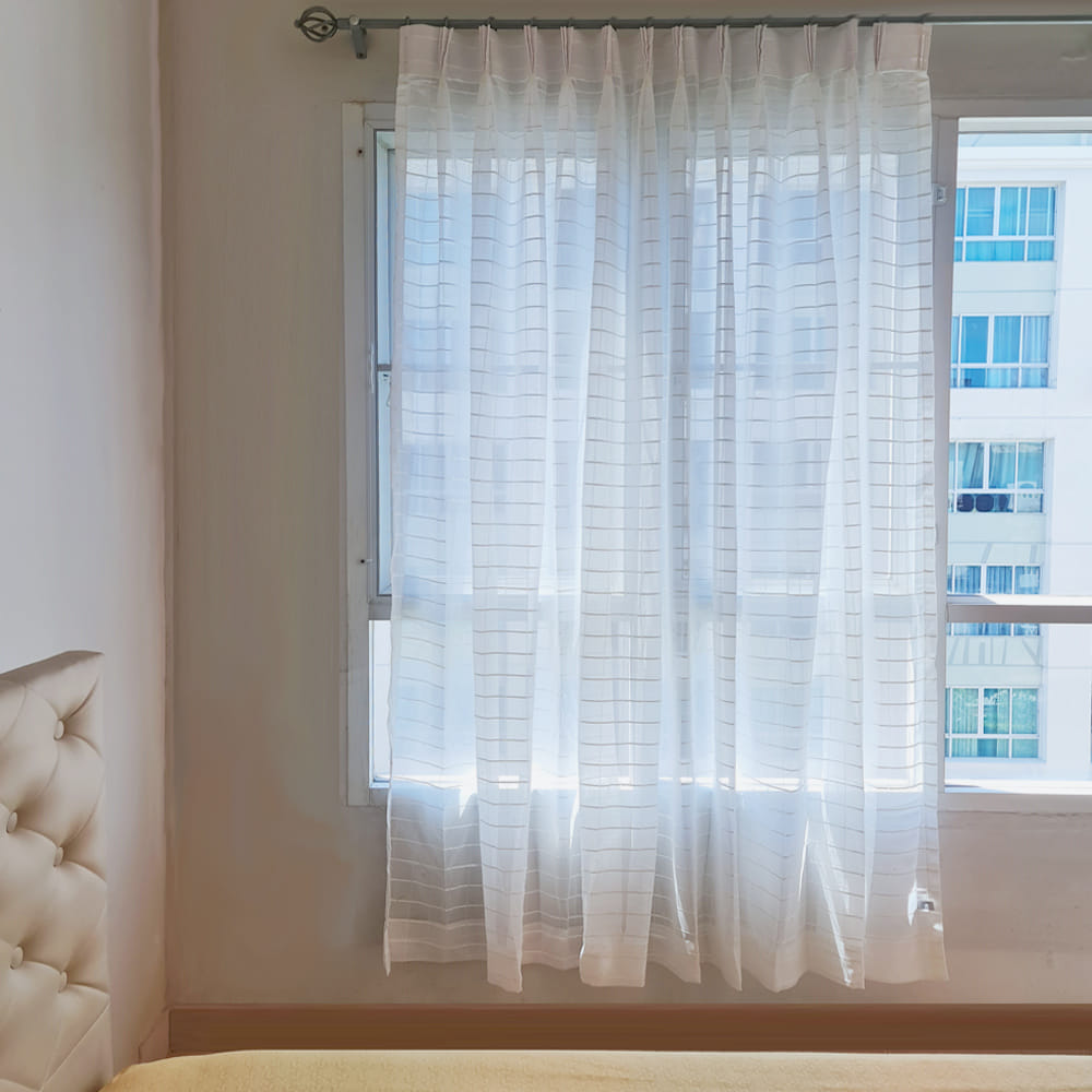 HLS SHEER CURTAIN FRENCH PLEAT SCOTT 140X220CM WHITE