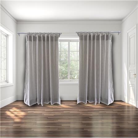 HLS SHEER CURTAIN TAB TOP GRID 140X180 GRAY