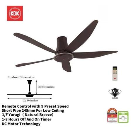 KDK CEILING FAN K15YX-QBR BROWN 5BLADES 60"