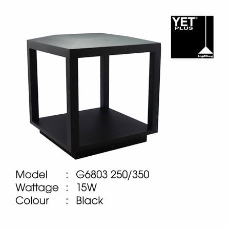 YETPLUS GATE LAMP LED G6803 250MM 15W WARM WHITE (3000K) BLACK 10"