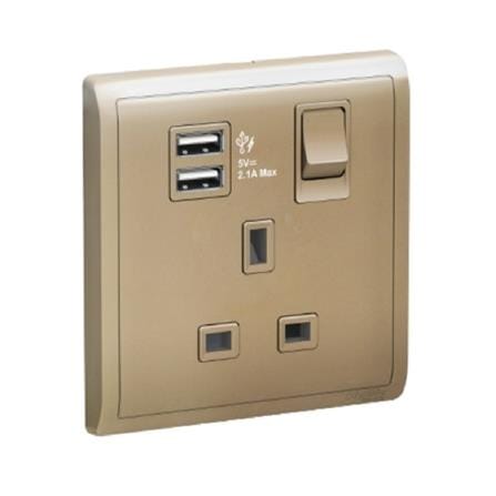 PIENO 13A 1 GANG SWITCH SOCKET W/USB WG SCHNEIDER