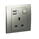 VIVACE 13A 1 GANG SOCKET WITH USB AS SCHNEIDER