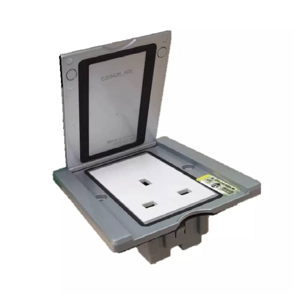 13A 250V 3 PIN FLOOR SOCKET ABE SILVER SCHNEIDER