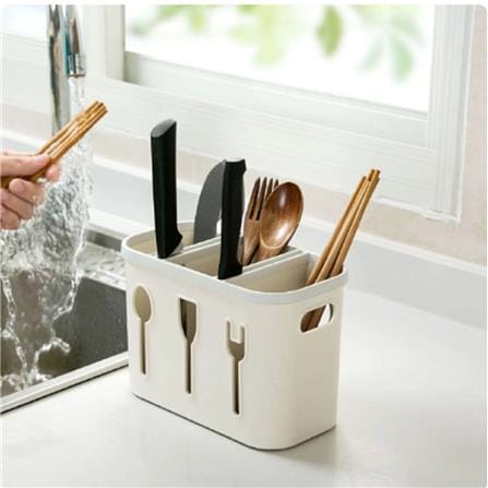 UTENSIL BOX 3 HOLE TRIM 15X11X14CM  KECH CREAM