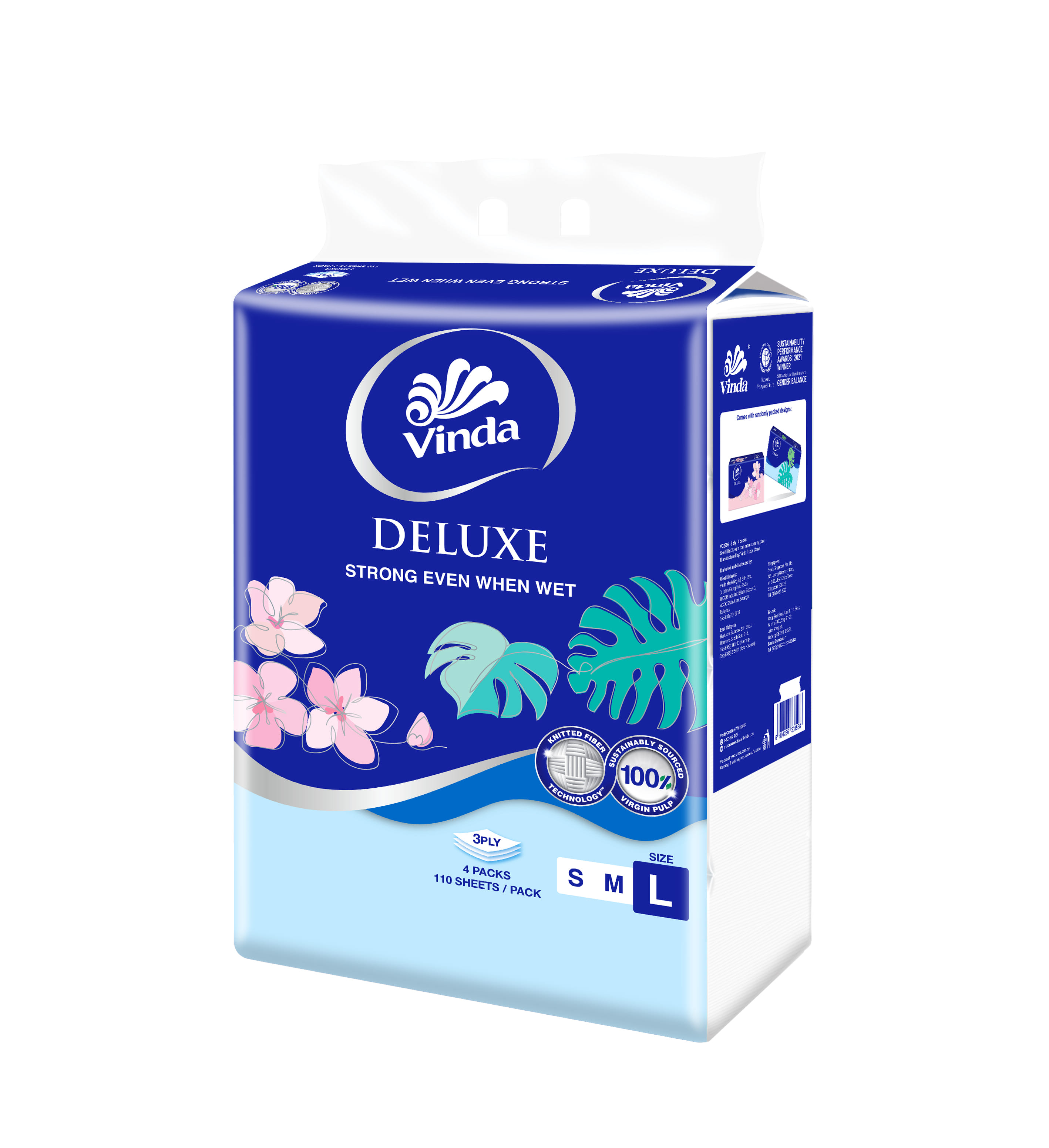 VINDA DELUXE 3PLY FACIAL TISSUE SOFT PACK L (4X110S)