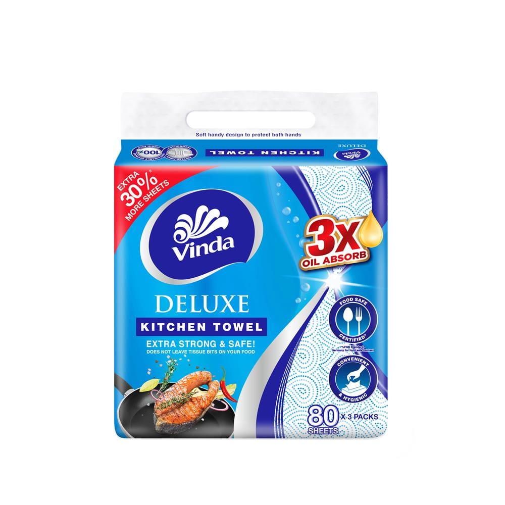 VINDA DELUXE KITCHEN TOWEL SOFT PACK 3X80S