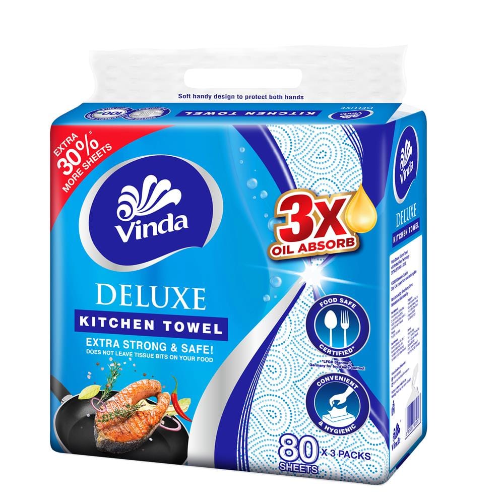 VINDA DELUXE KITCHEN TOWEL SOFT PACK 3X80S