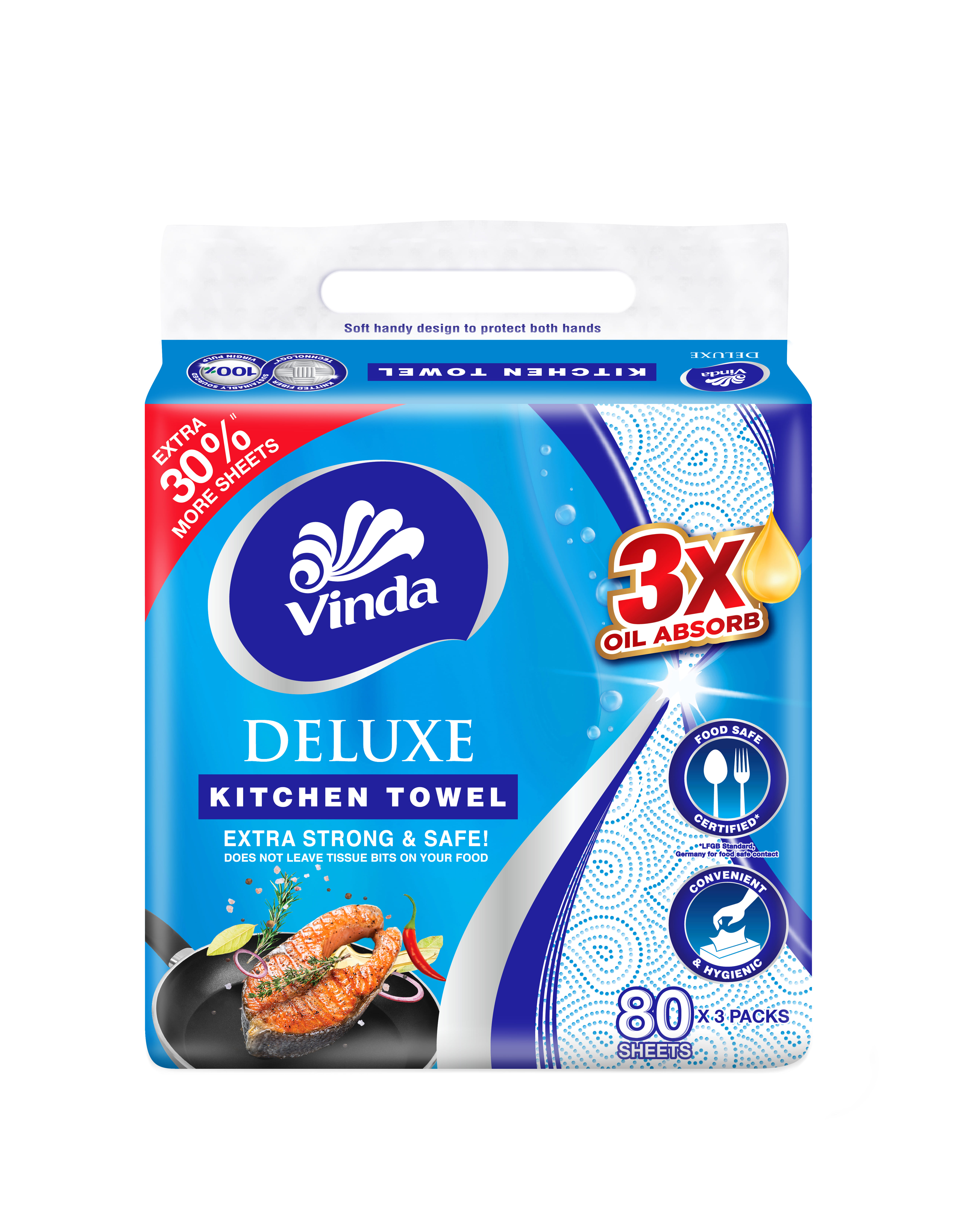 VINDA DELUXE KITCHEN TOWEL SOFT PACK 3X80S