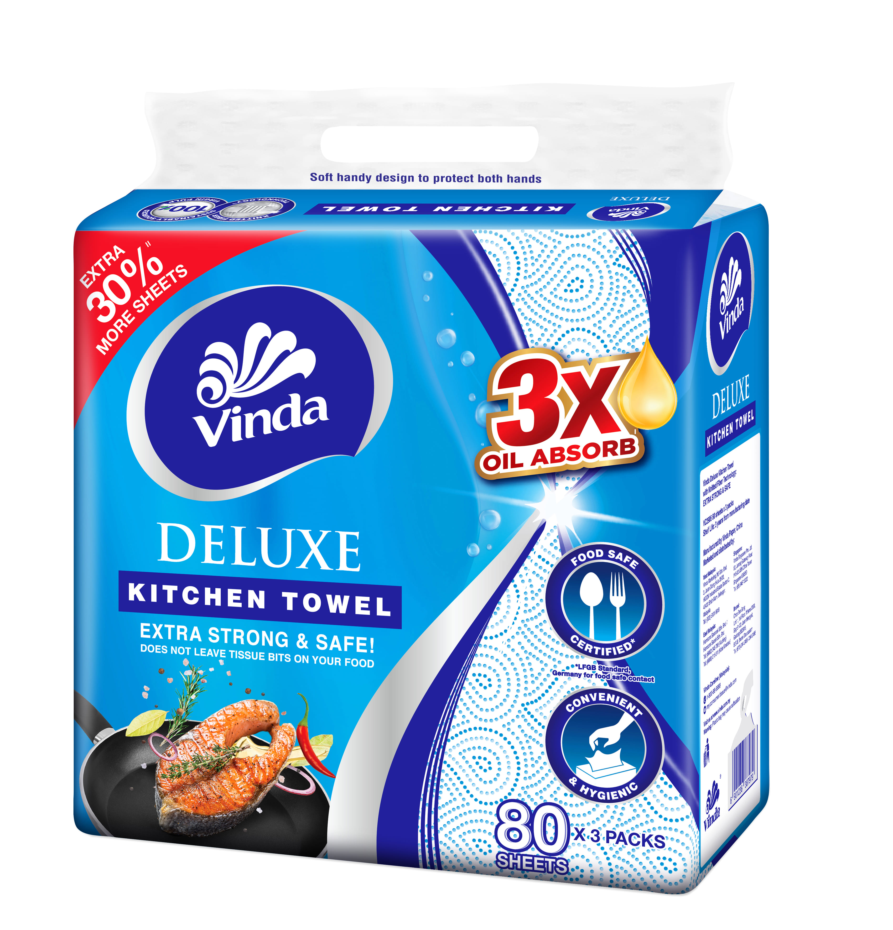 VINDA DELUXE KITCHEN TOWEL SOFT PACK 3X80S