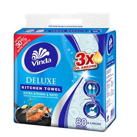 VINDA DELUXE KITCHEN TOWEL SOFT PACK 3X80S