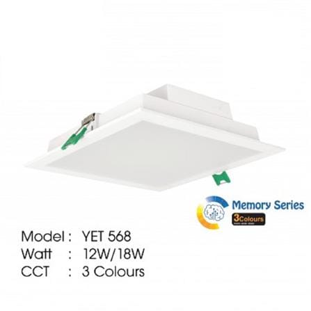 YETPLUS RECESSED DOWNLIGHT LED 568 18W 3COLOR SQUARE 6"