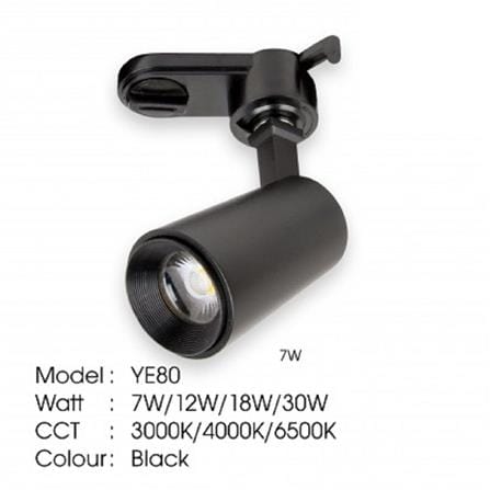 YETPLUS TRACK LIGHT YE80 12W WARM WHITE (3000K) BLACK