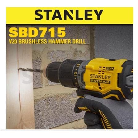 STANLEY&nbsp;CORDLESS 20V BRUSHLESS HAMMER DRILL (X2 BATTERY INCLUDED)