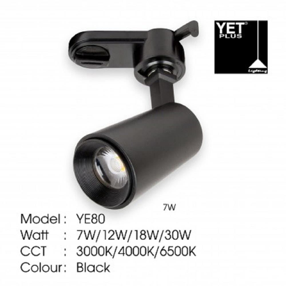 YETPLUS TRACK LIGHT YE80 7W COOL WHITE (4000K) BLACK
