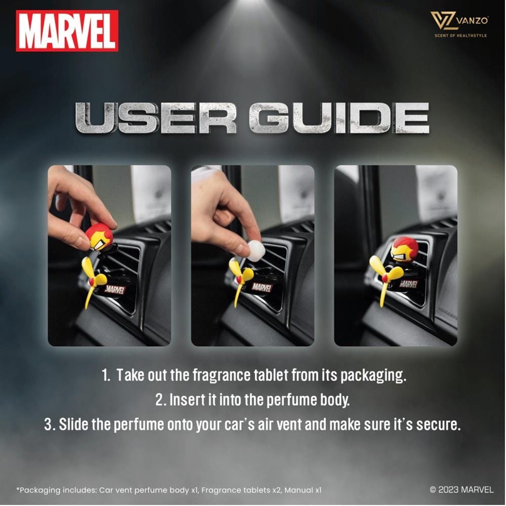 VANZO MARVEL SERIES CAR VENT PERFUME IRON MAN (BLACK CODE)