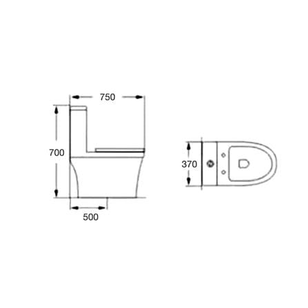 SANIWARE WC-2097 ONE PIECE SIPHONIC WC SETS [S-TRAP: 500MM]