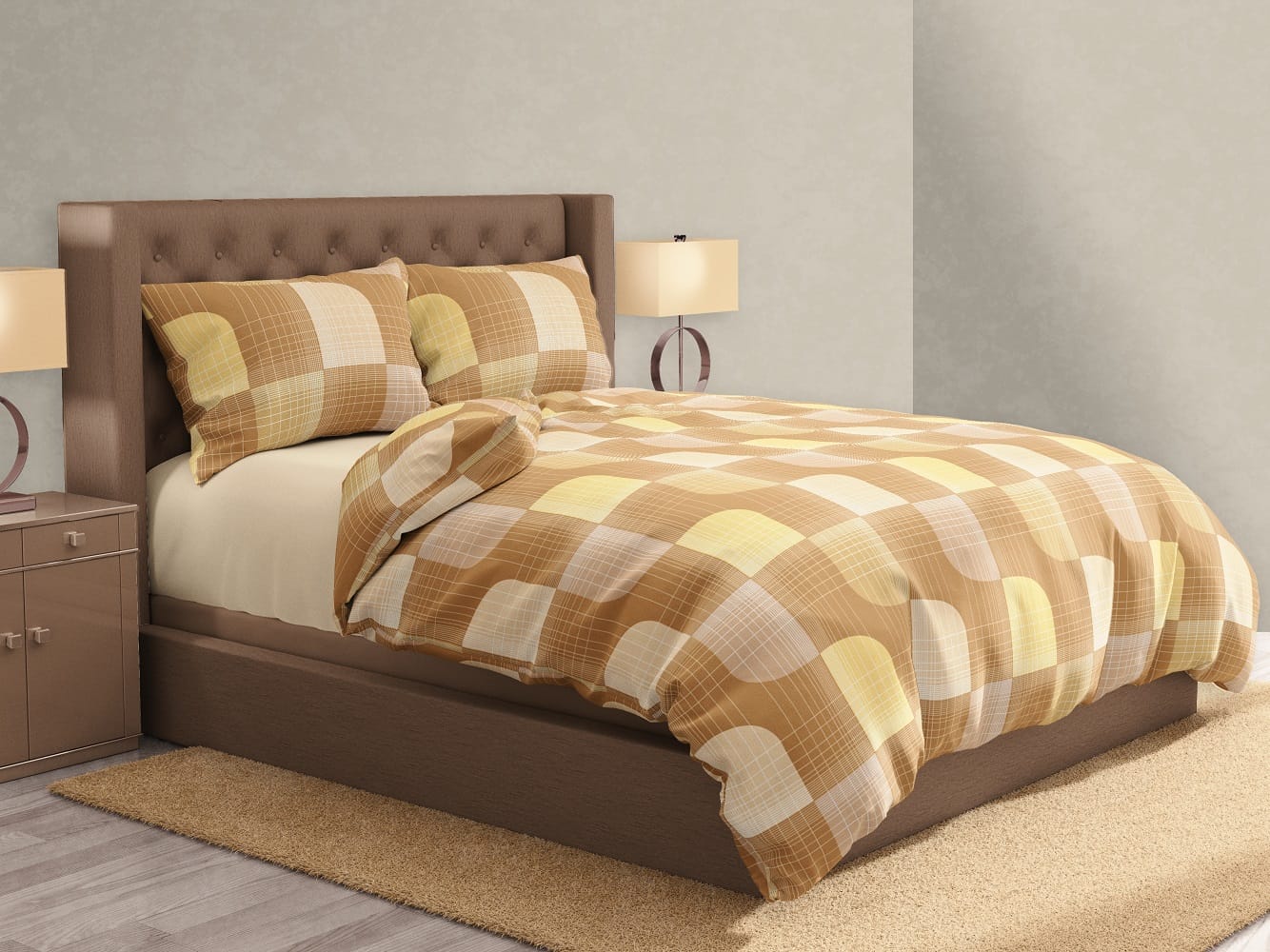 NORDIC HOME FITTED SHEET SET FRIGGA ELEMENT SUPER SINGLE BEATON OCHER