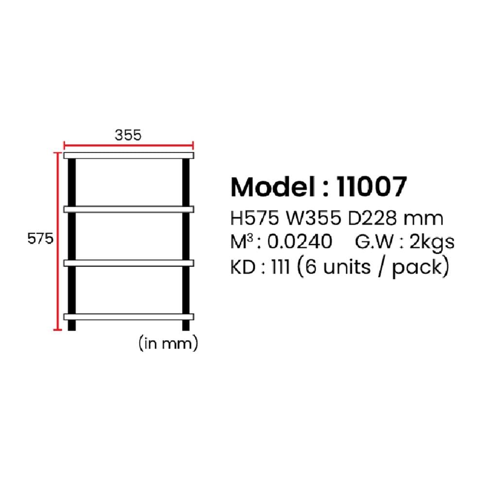 SHOE RACK PLASTIC UBK 53x23x58CM BLACK (1 PACKET / 1SET)