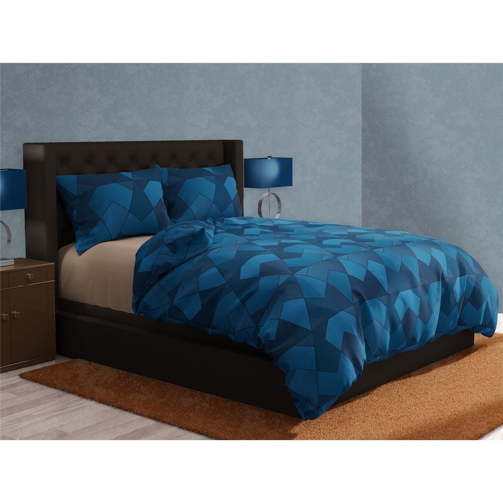 NORDIC HOME FITTED SHEET SET FRIGGA ELEMENT QUEEN GREYSON BLUE