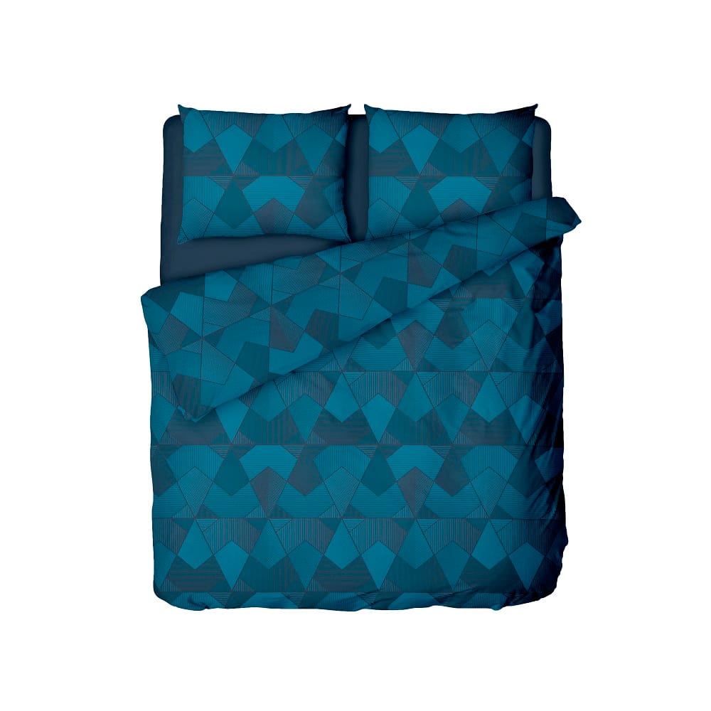 NORDIC HOME FITTED SHEET SET FRIGGA ELEMENT QUEEN GREYSON BLUE