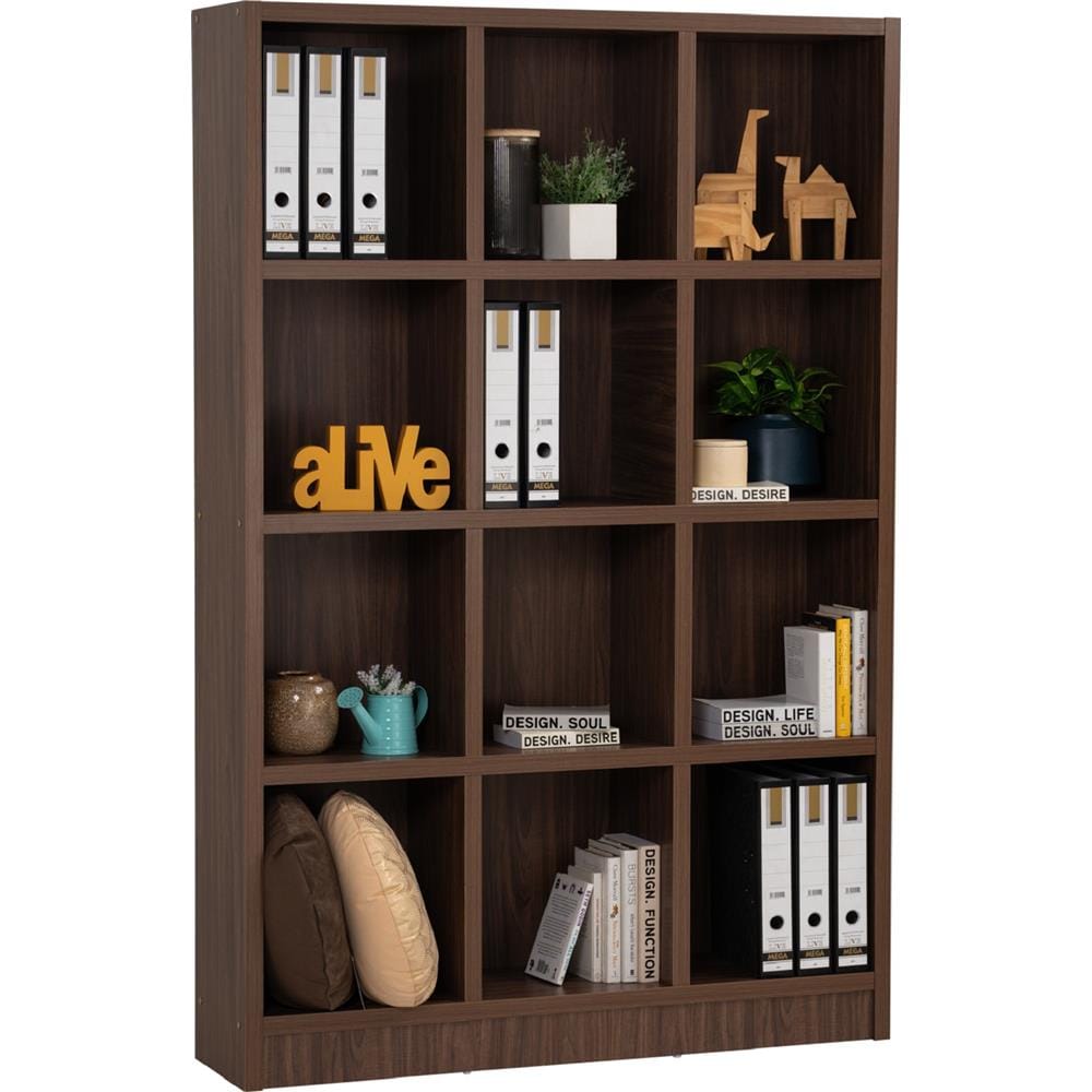 NUHOOM DAVE 12 COMPARTMENT FILE CABINET IN WALNUT COLOUR