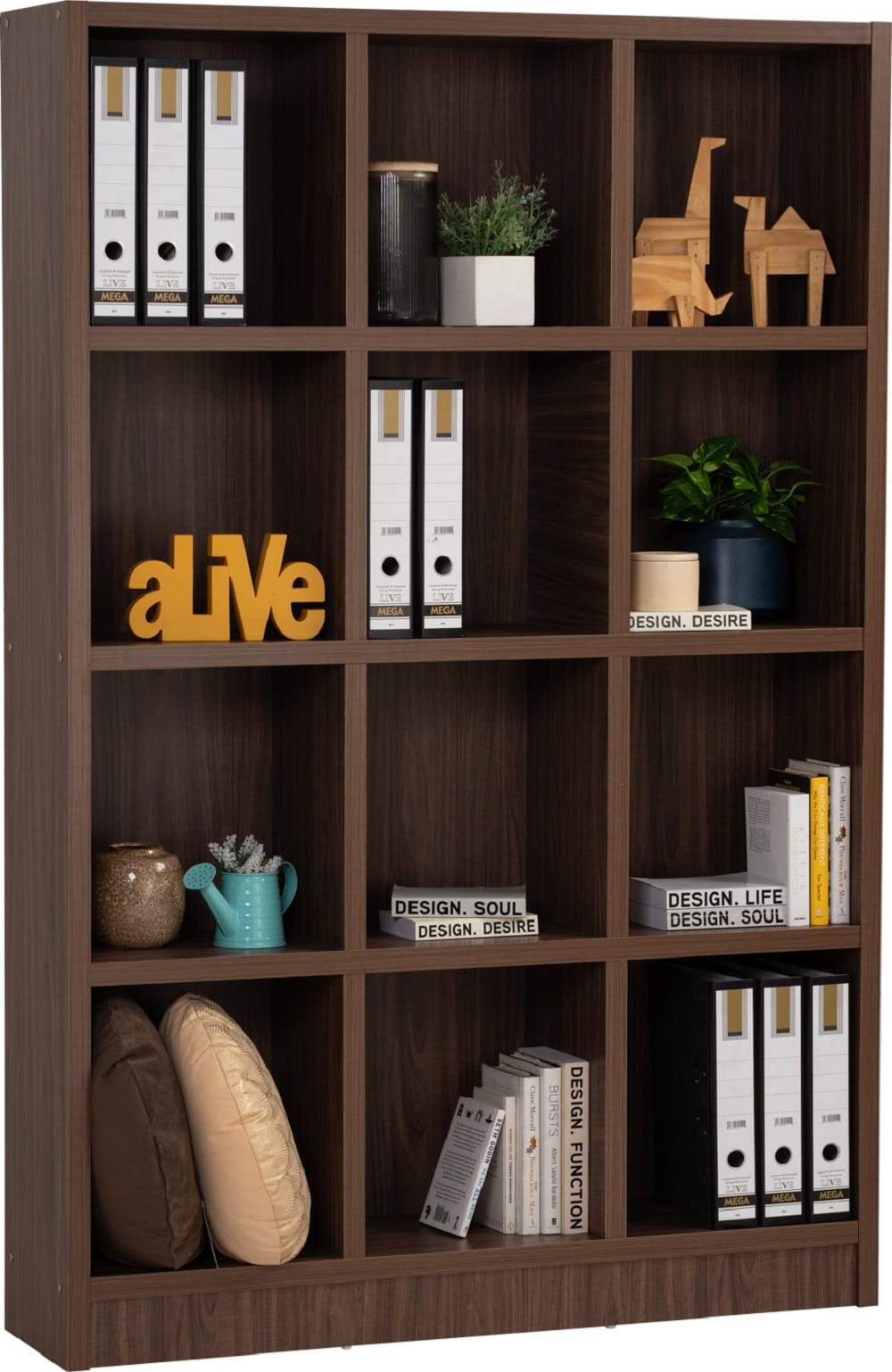 NUHOOM DAVE 12 COMPARTMENT FILE CABINET IN WALNUT COLOUR