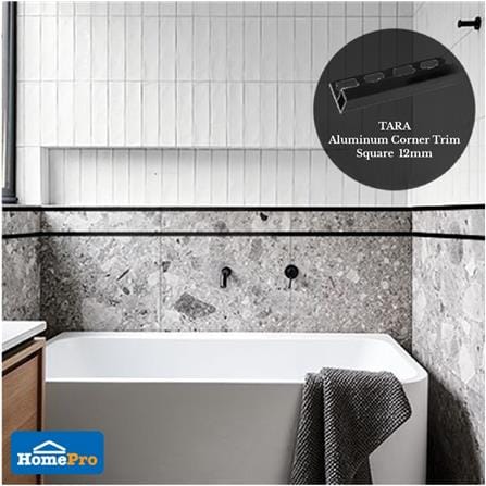 TARA CORNERTRIM ALUMINIUM SQUARE 12MM Matt BK