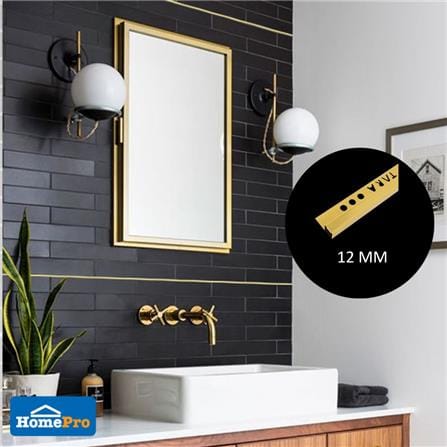 TARA CORNERTRIM ALUMINIUM SQUARE 12MM GOLD2M