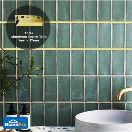 TARA CORNERTRIM ALUMINIUM SQUARE 12MM GOLD2M