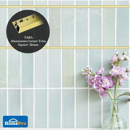 TARA CORNERTRIM ALUMINIUM SQUARE 12MM GOLD2M